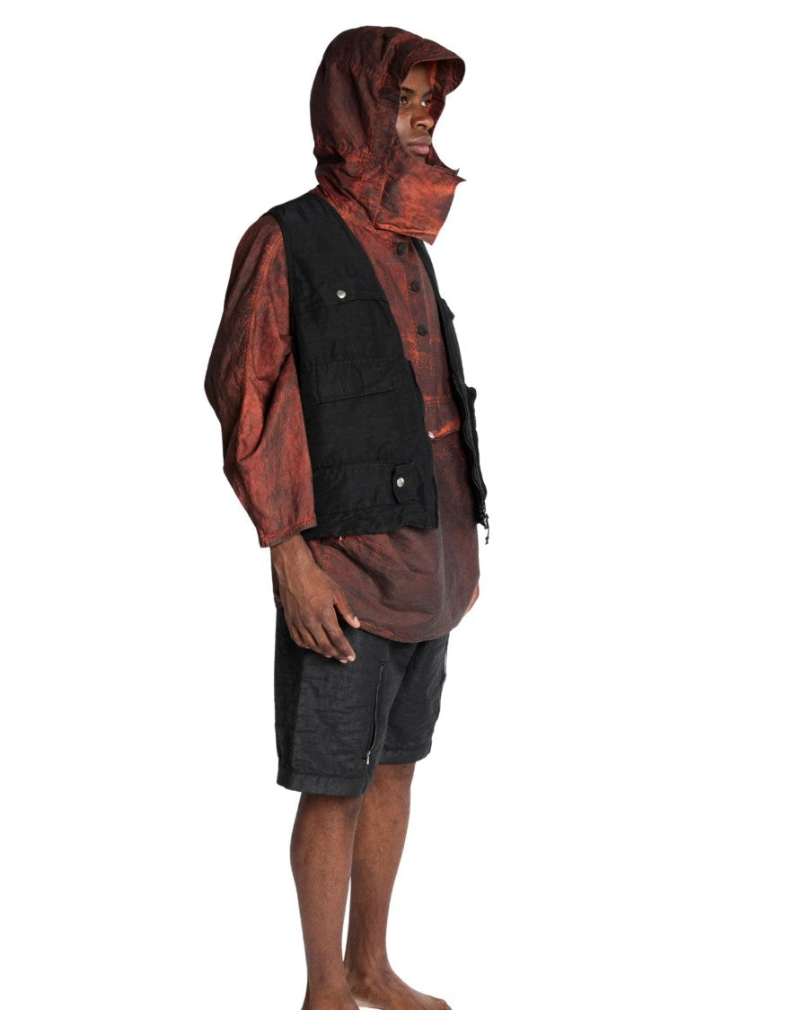 Origin Of Line Black Hemp Blend Garment Dyed Fishing Vest