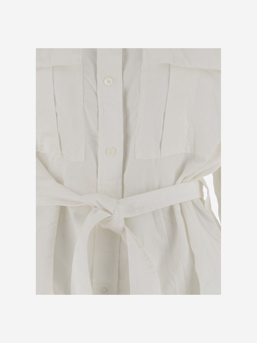 Salvatore Ferragamo Cotton Blend Shirt With Mandarin Collar