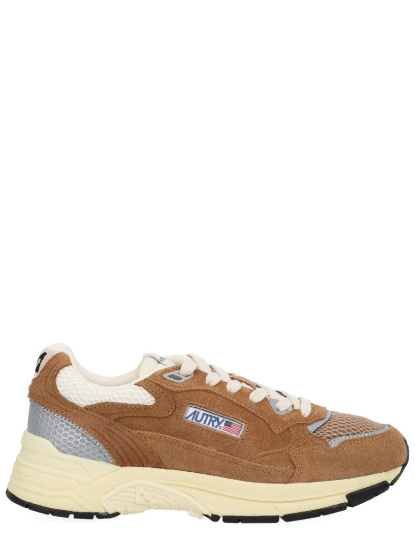 Autry Brown Hyperway Cow Leather Mesh Sneakers