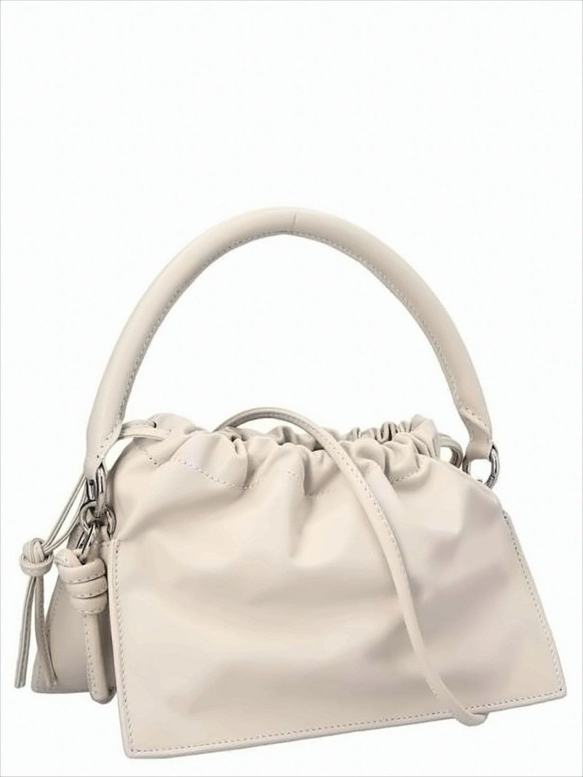 Yuzefi Structured Cowhide Crossbody Bag With Ruched Detail