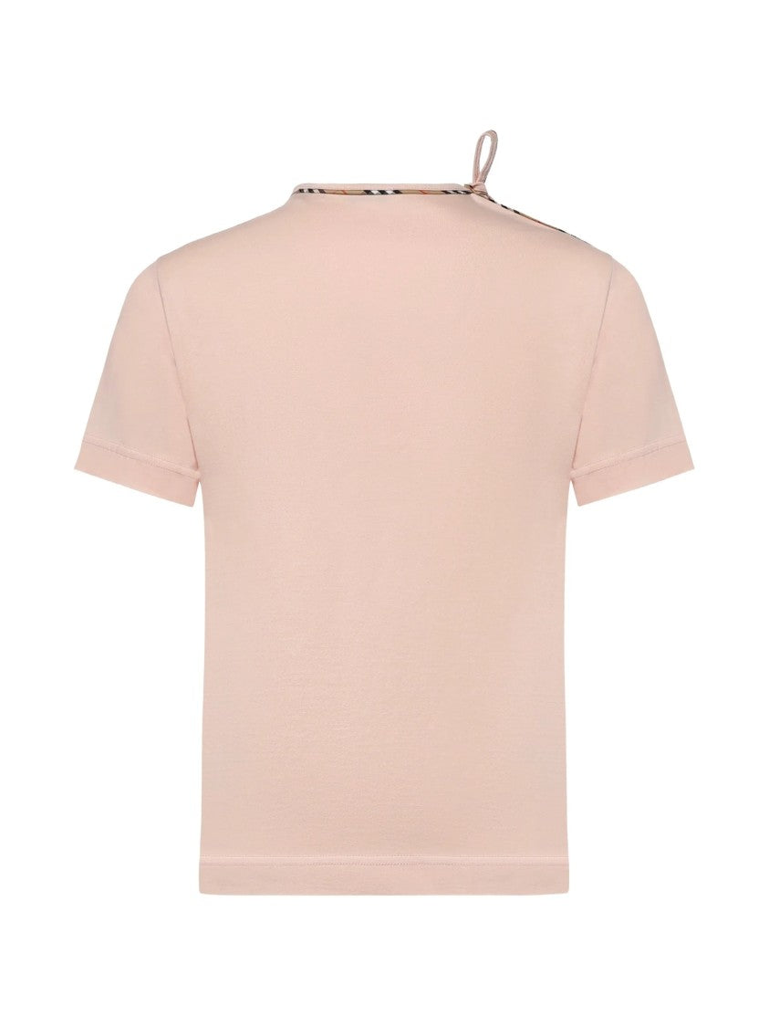 Burberry Light Beige Tie Shoulder Cotton T-Shirt