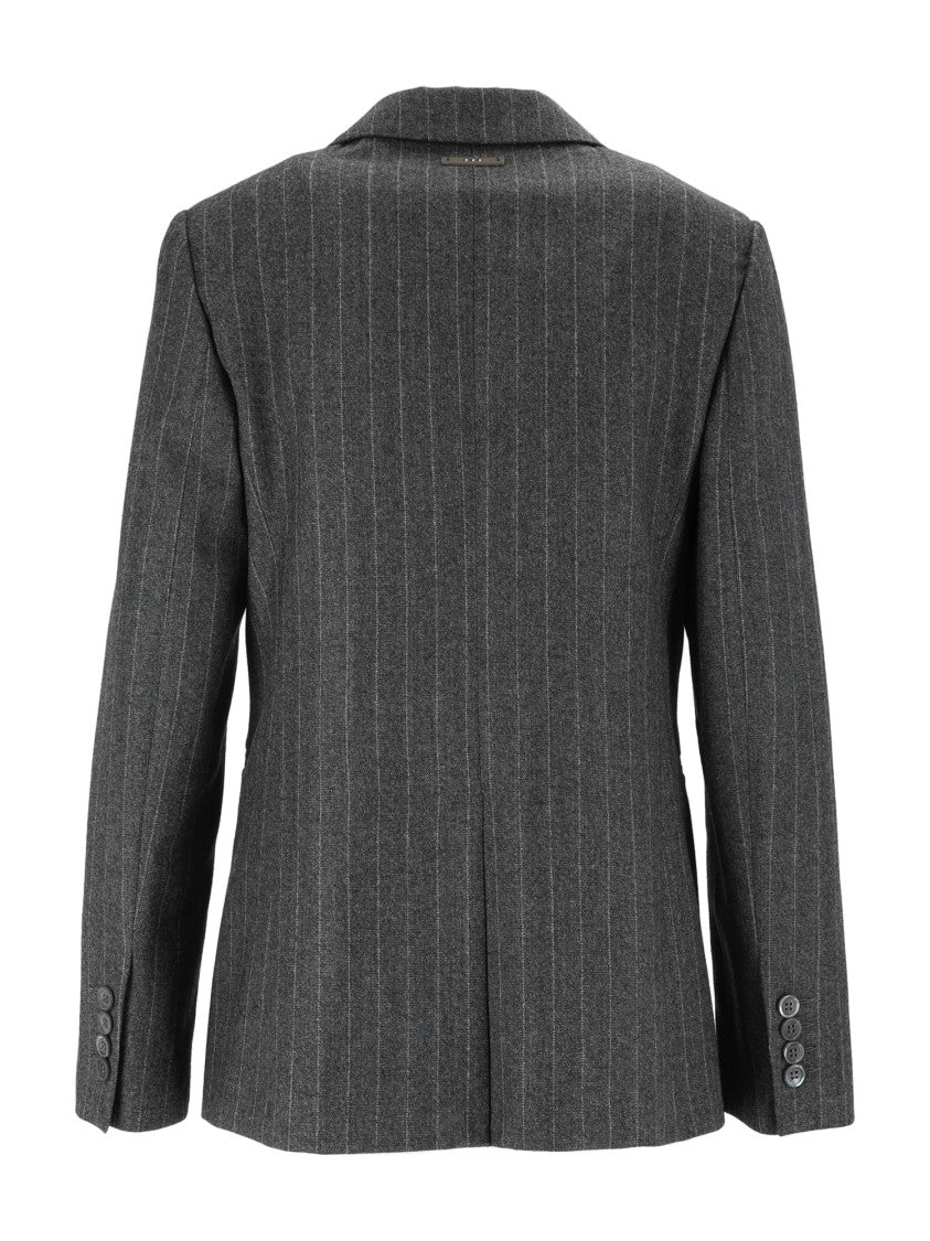 Peserico Structured Pinstripe Notched Lapel Blazer
