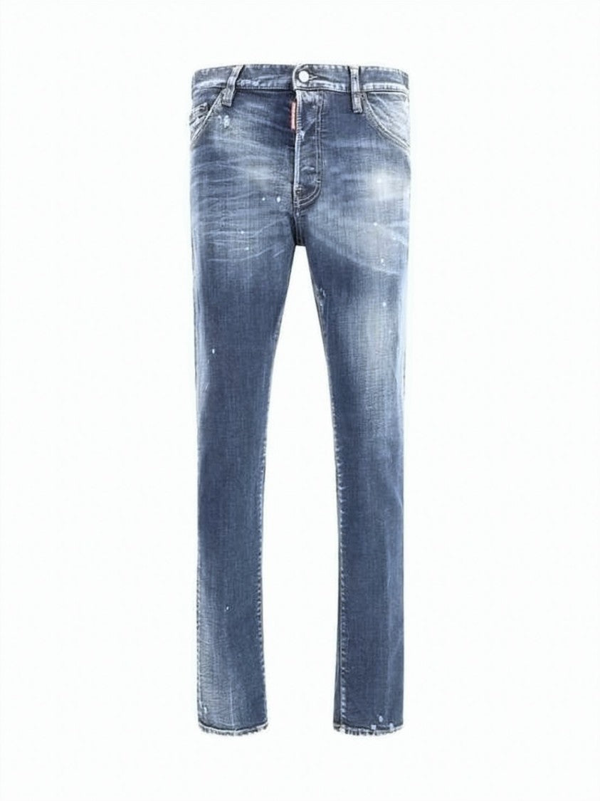 Dsquared2 Medium Blue Wash Slim-Fit Denim Pants With Distressing