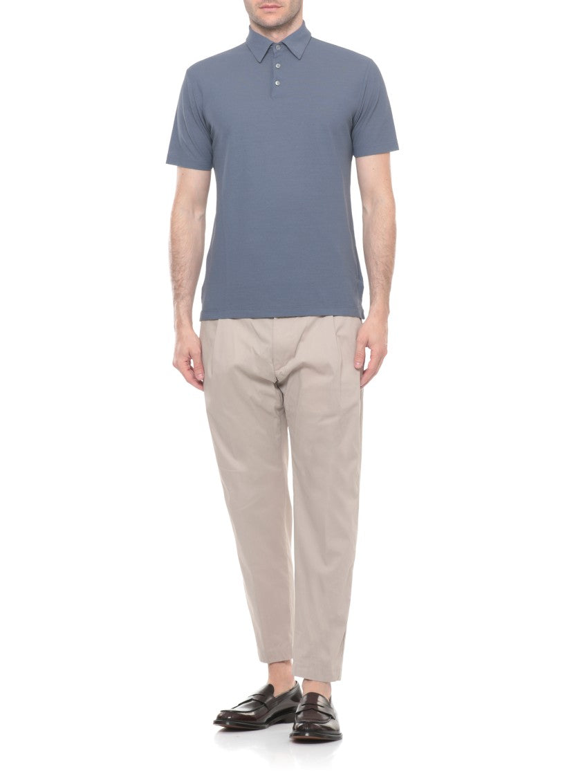 Zanone Blue Cotton Polo Shirt