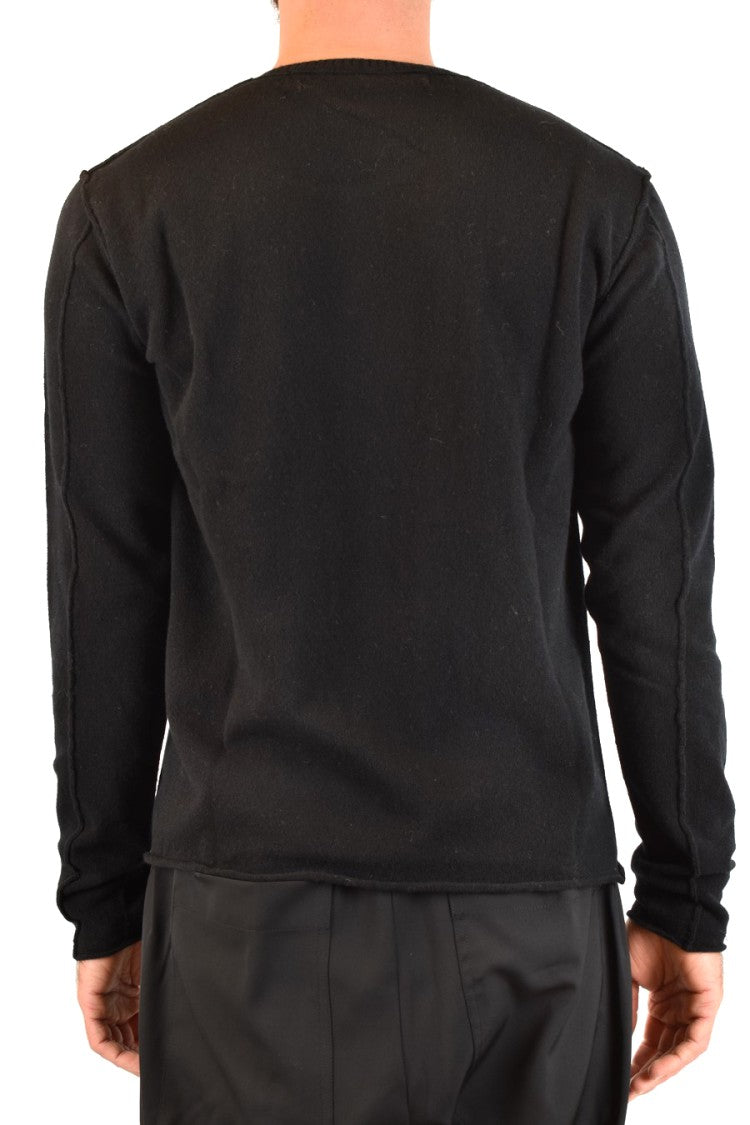 Isabel Benenato Black Knit Sweater With Classic Crew Neckline