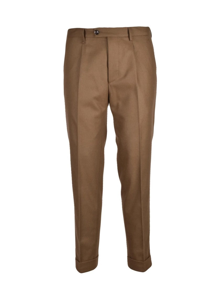 Lab 001 Brown Virgin Wool-Blend Formal Pants
