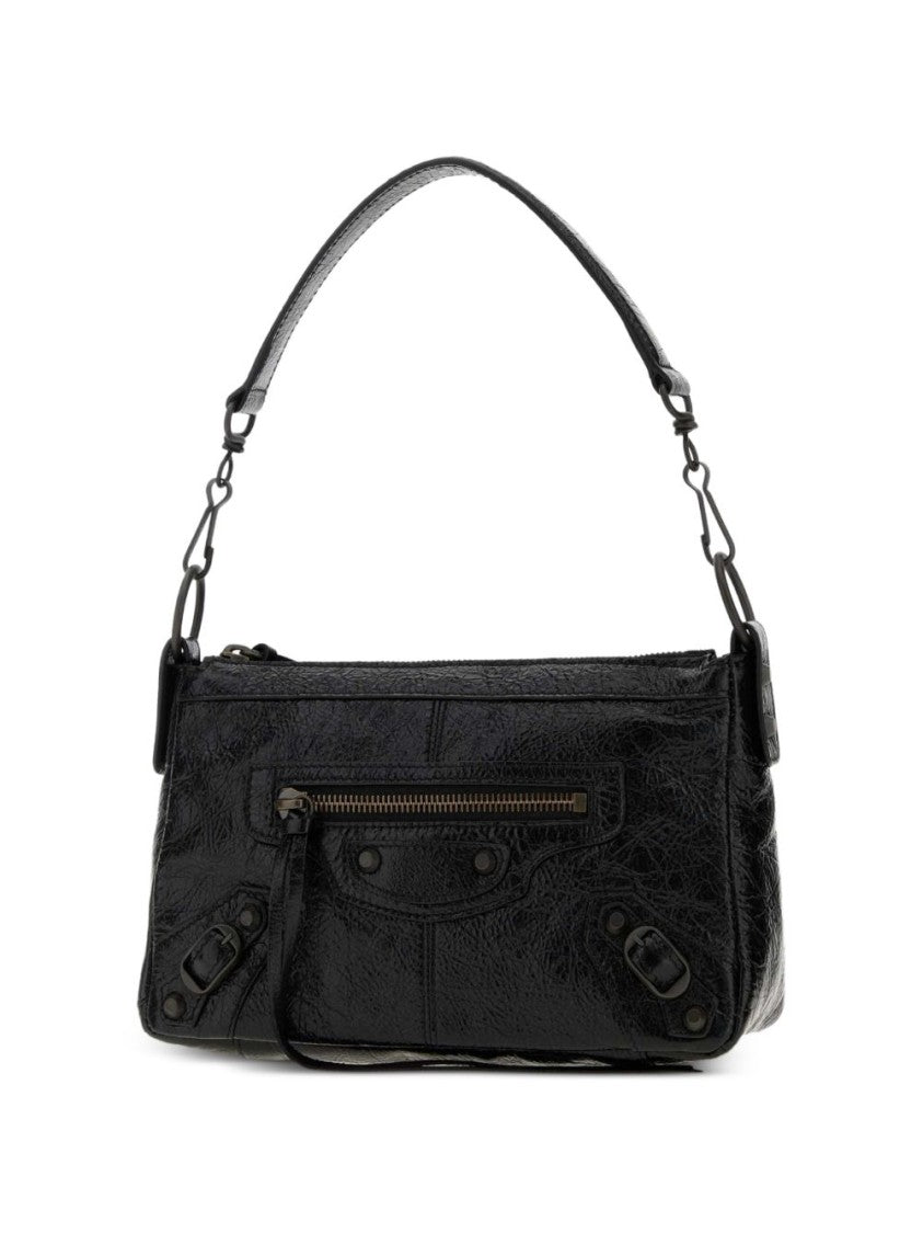 Balenciaga Textured Lambskin Metal Accent Shoulder Bag