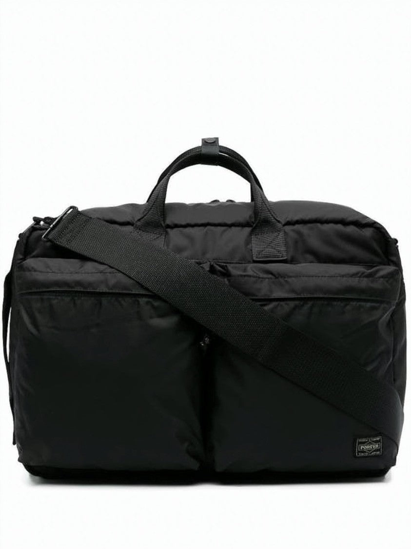 Porter Rectangular Black Nylon Backpack With Quilted Interior
