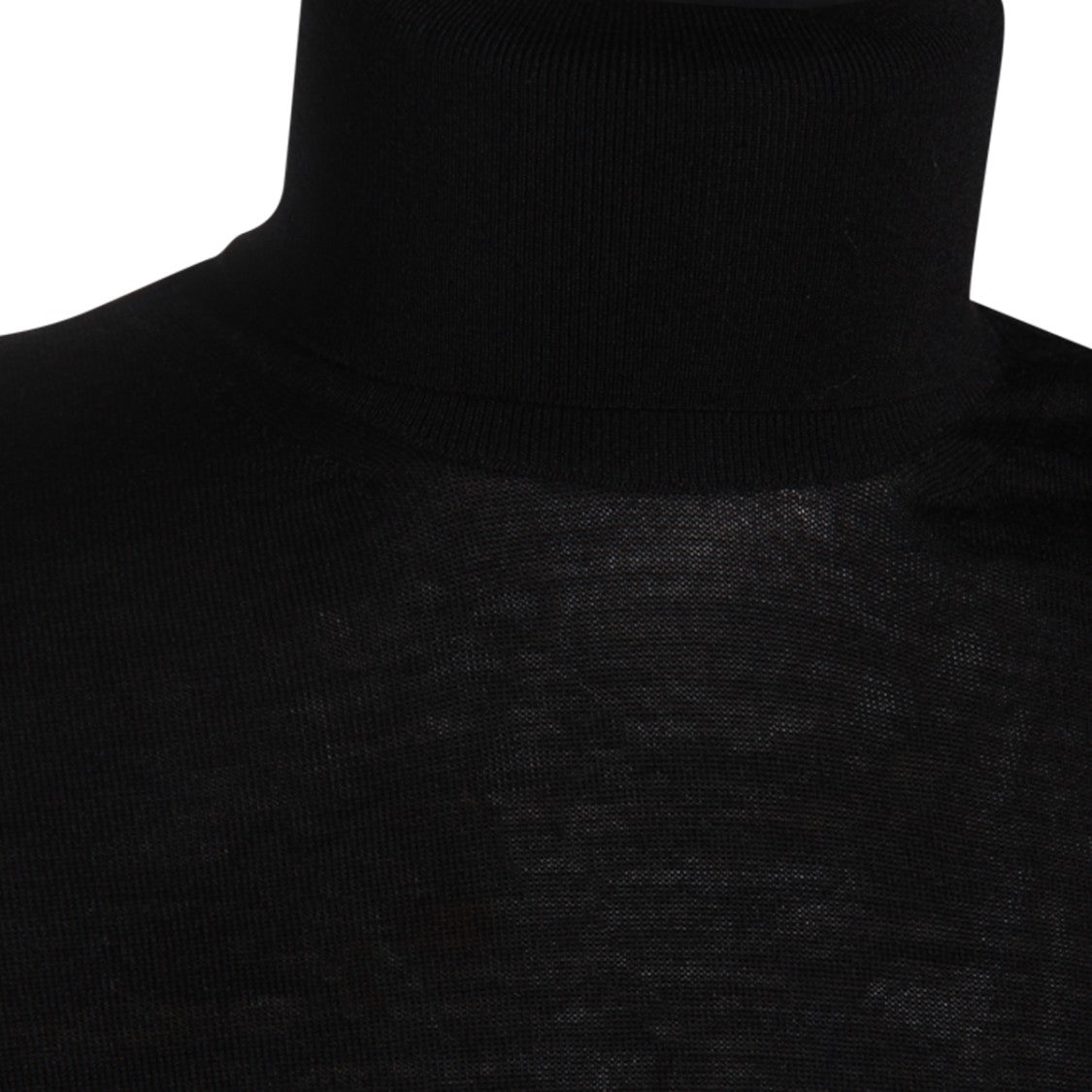 Saint Laurent Black Wool Knit Sweater With High Ribbed Collar And Ribbed Cuffs