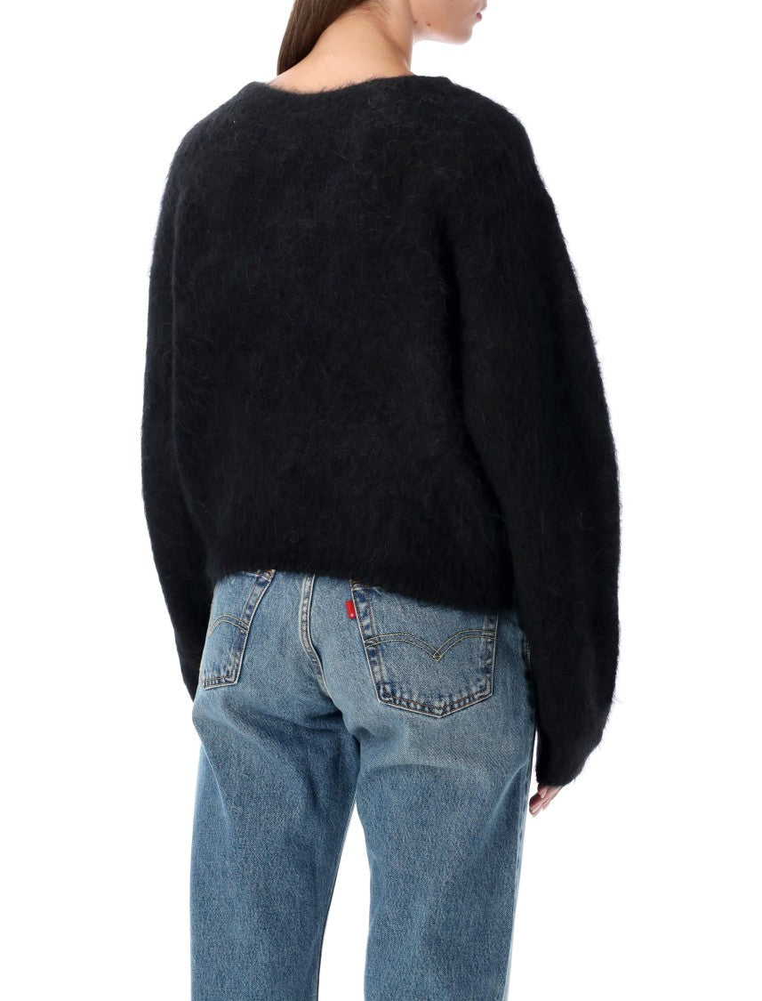 American Vintage Black Niby Cropped Fuzzy Sweater
