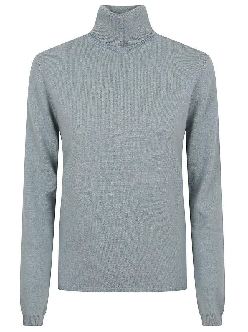 Allude Thin Cashmere Turtleneck Sweater With Ribbed Detailing