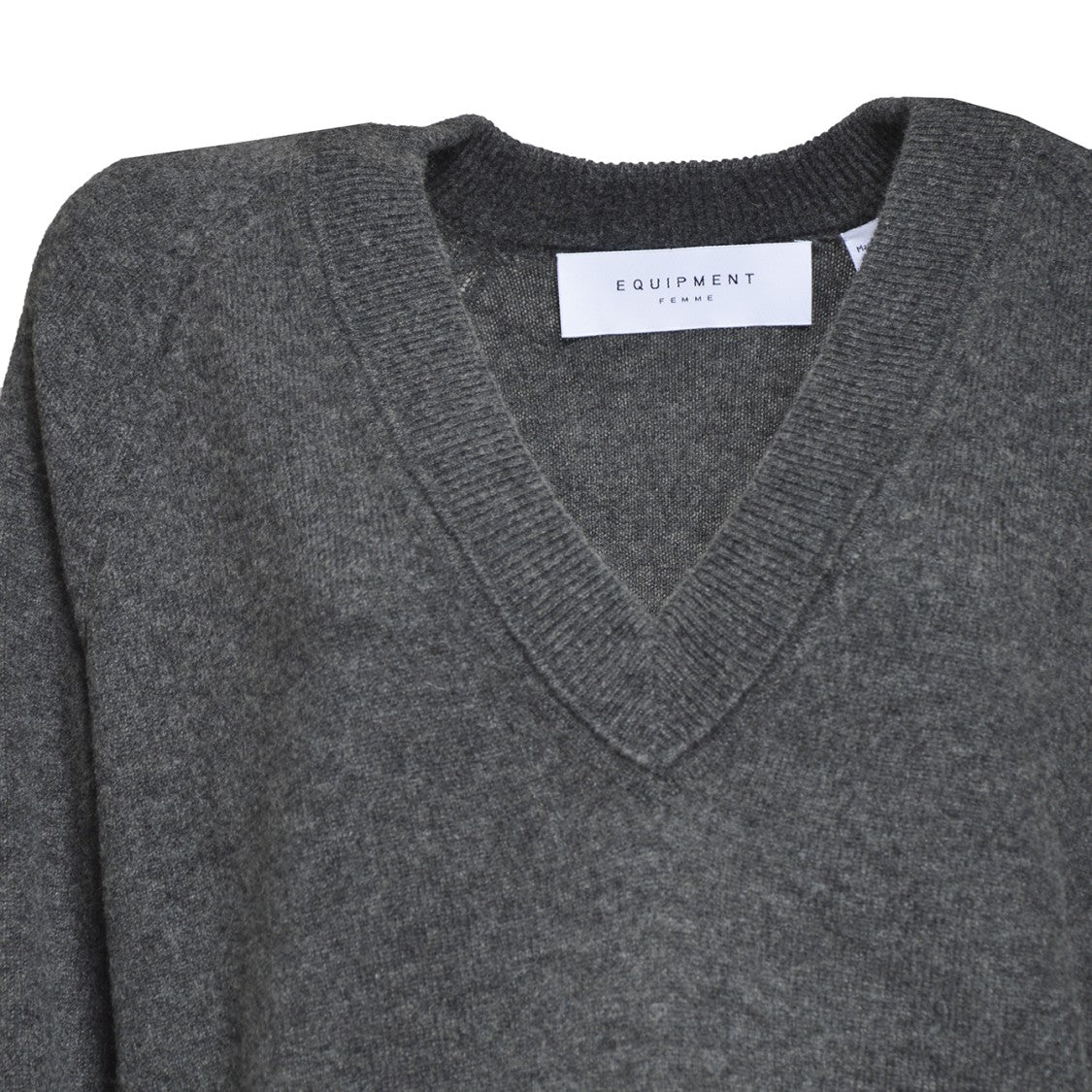 Equipment Grey Cashmere V-Neck Sweater