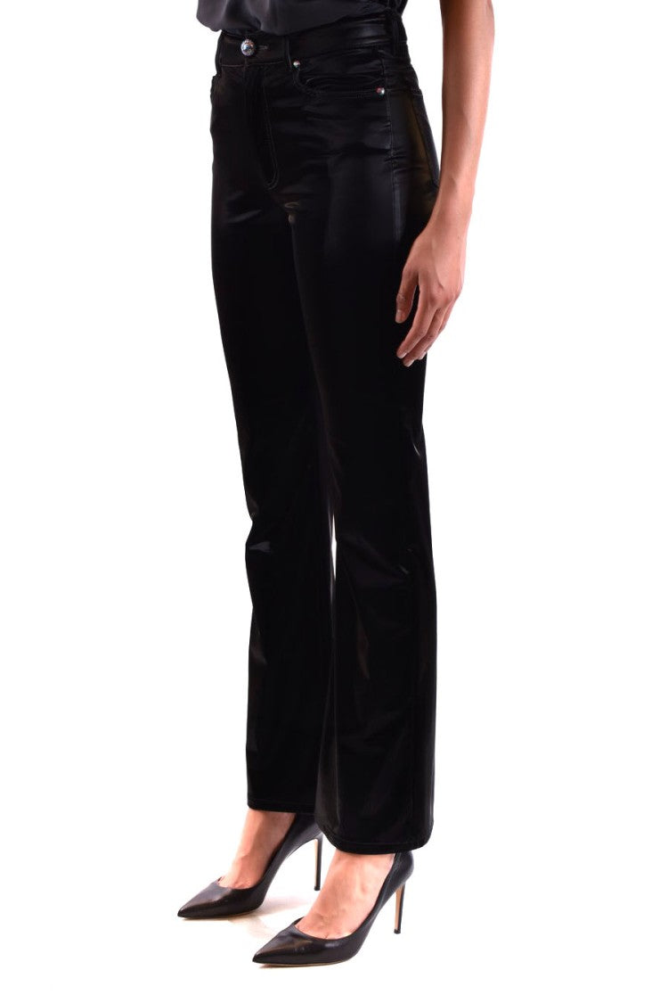 Paige Flared Black Pants With Smooth Finish