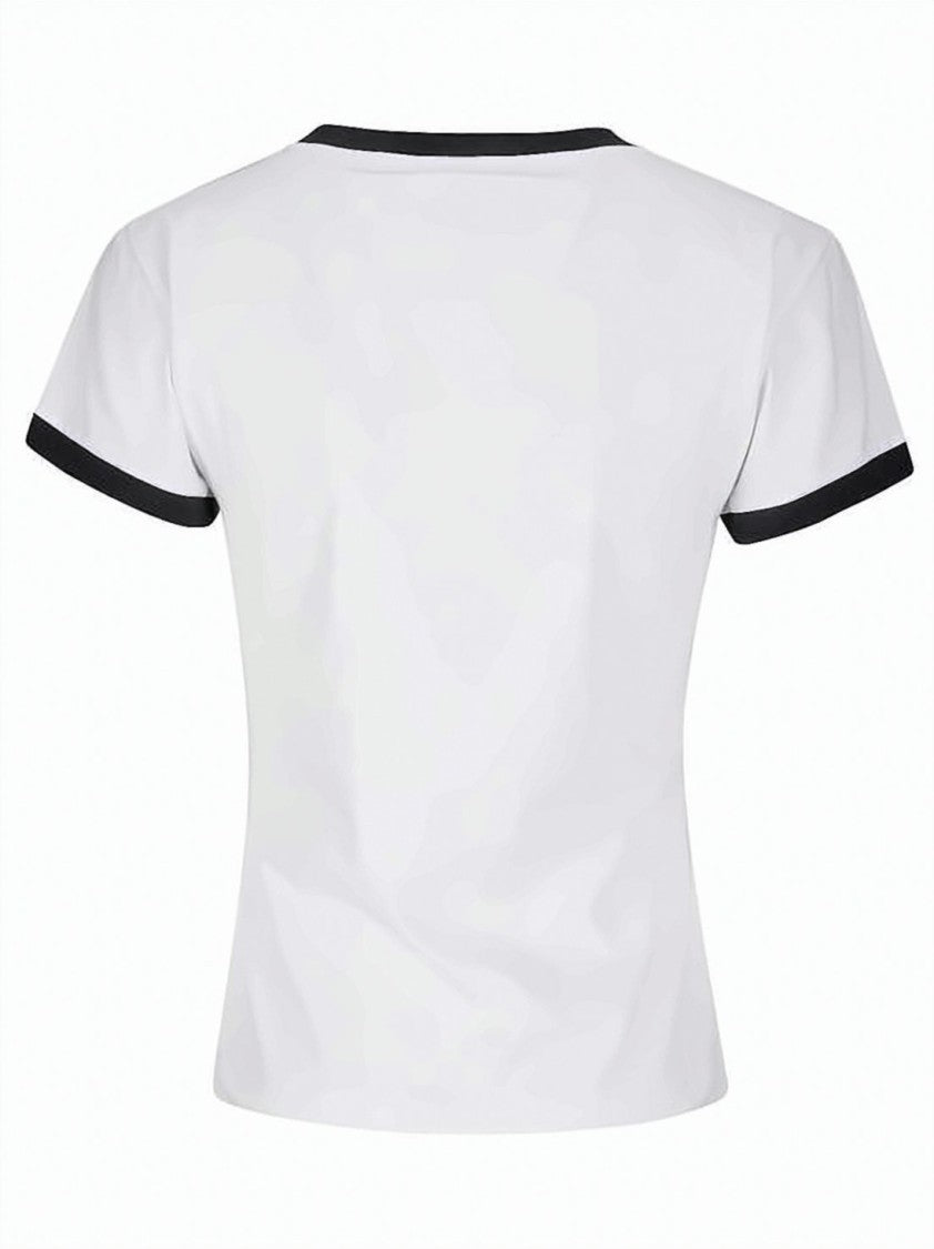 Ganni White Graphic Print Fitted Cotton T-Shirt