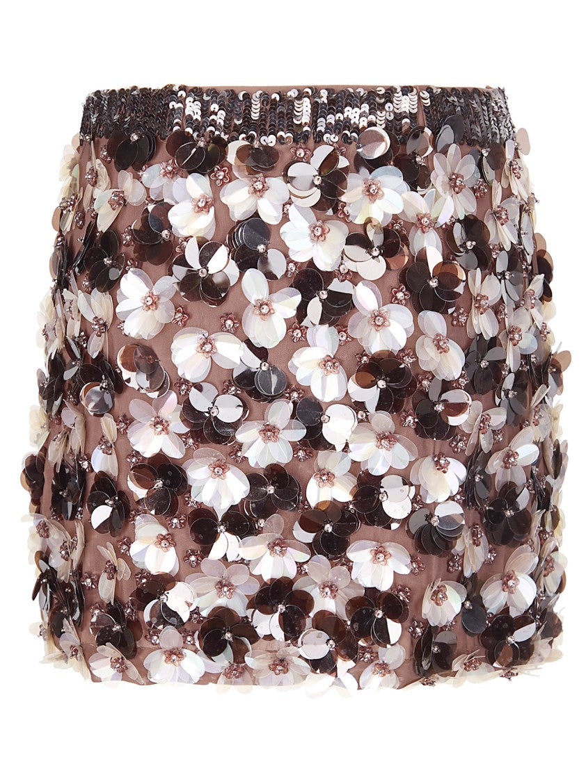 P.A.R.O.S.H. Floral-Patterned Sequined Mini Skirt