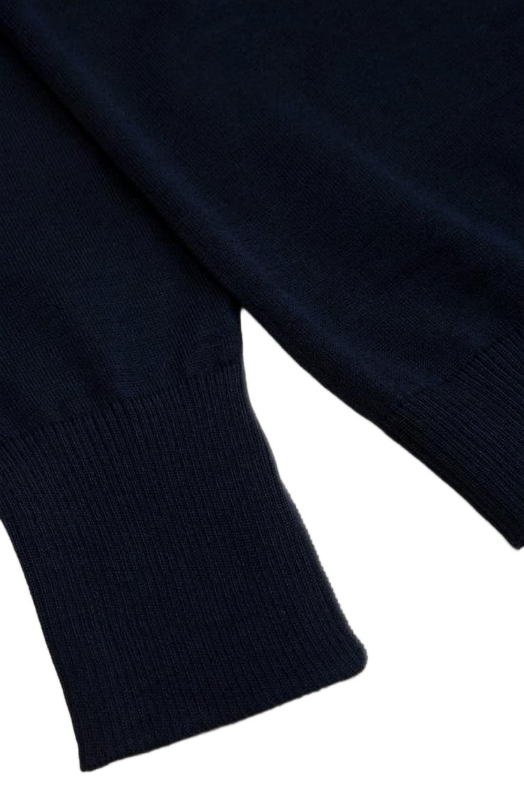Andersen-Andersen Crewneck Sweater In Deep Navy Merino Wool