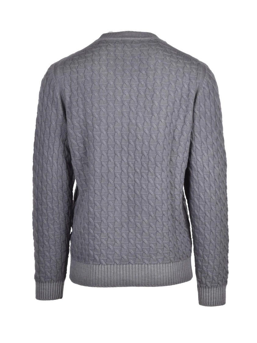 Wool & Co Textured Cable Knit Crew Neck Sweater With Tone-On-Tone Embroidery