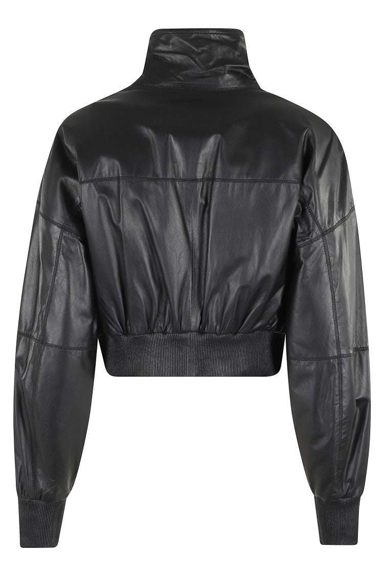 Stella Maxwell X Marella Cropped Leather Jacket With Wide Fit