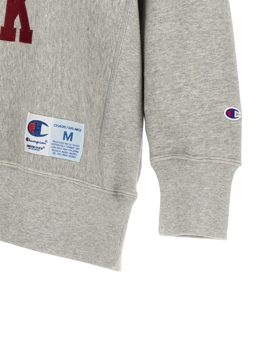Undercover Oversized Grey Crewneck Sweatshirt With Bold Embroidery