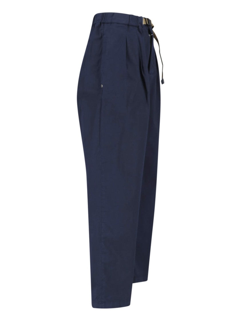 White Sand Blue Straight-Leg Cotton Pants Beige Belt