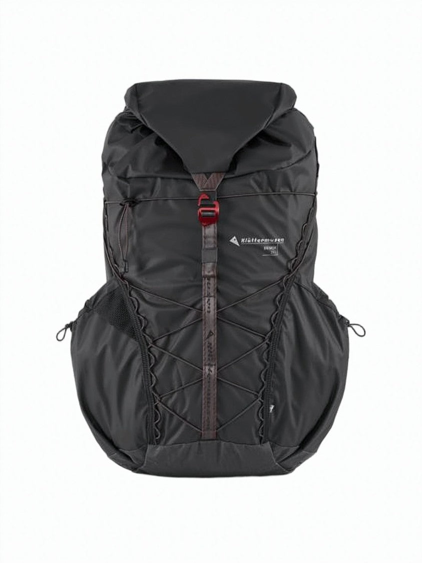 Klattermusen Durable Black Backpack With Flap Closure And Padded Support