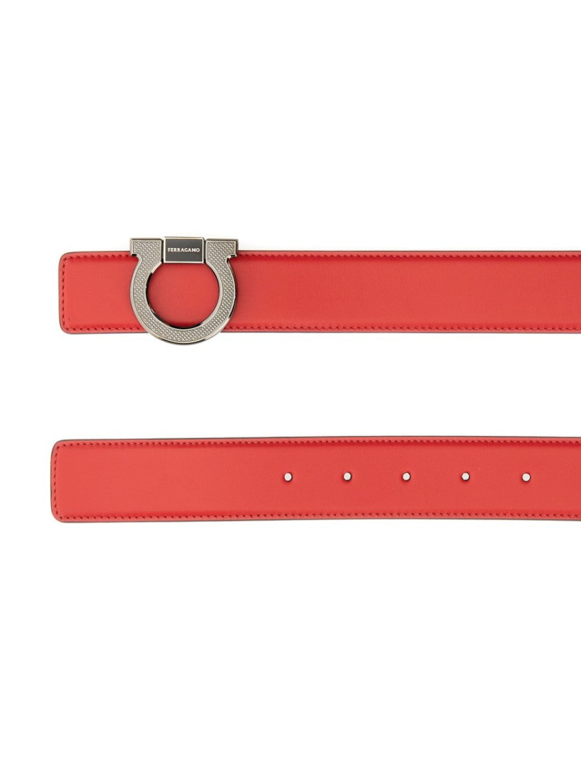 Ferragamo Red Calf Leather Belt
