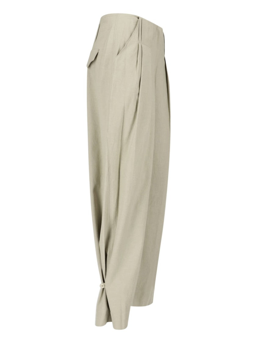 Low Classic Beige Tailored Pleated Straight-Leg Pants