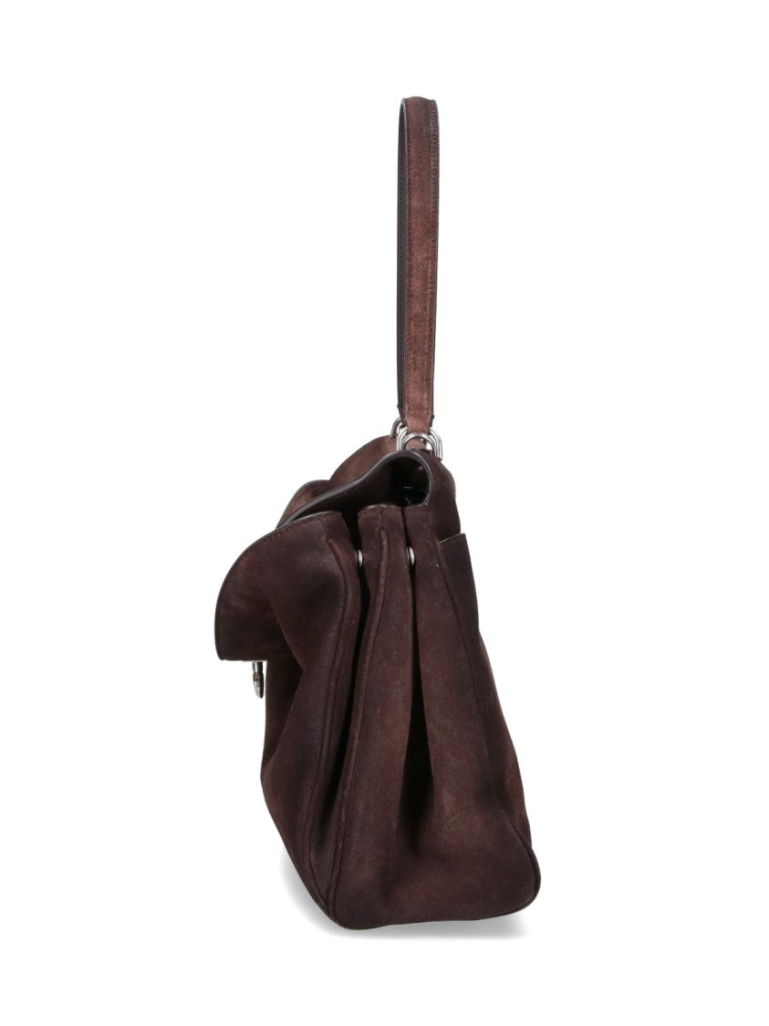 Balenciaga Medium Brown Calf Suede Handbag With Removable Strap