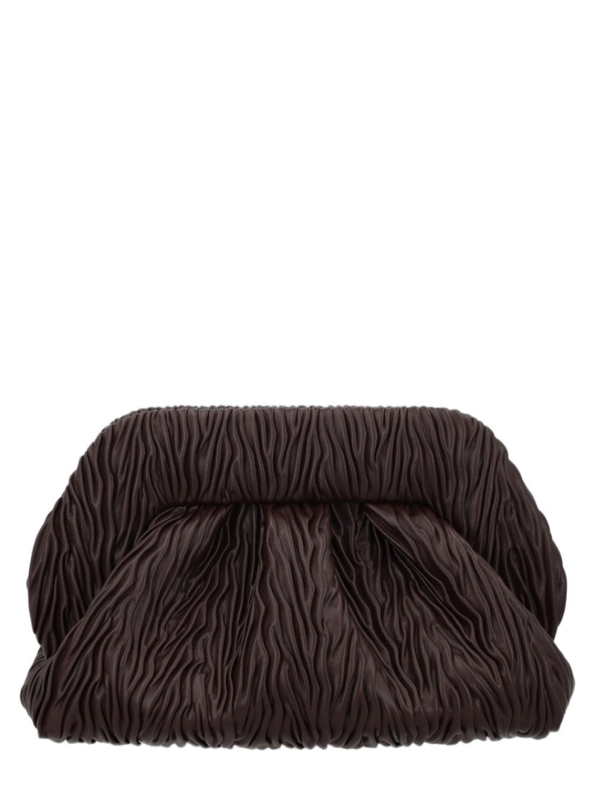 Themoirè Brown Ruched Wavy Handbag