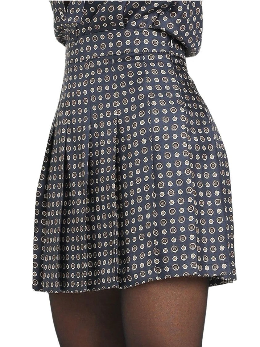 Max Mara Pleated Silk Mini Skirt With Circular Pattern