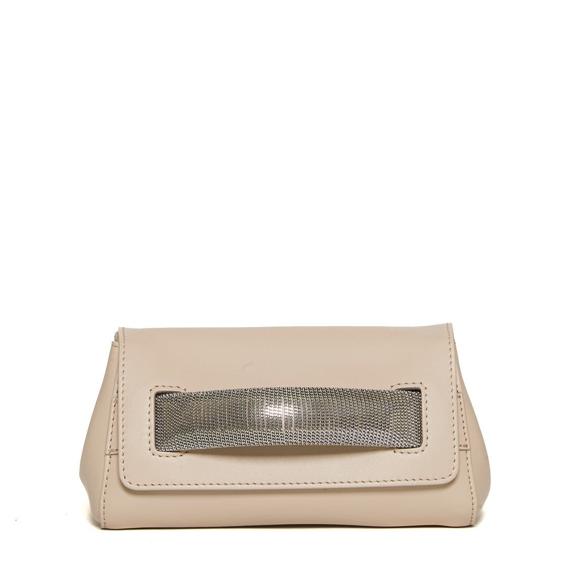 Orciani Gossip Xs Beige Leather Silver Handbag