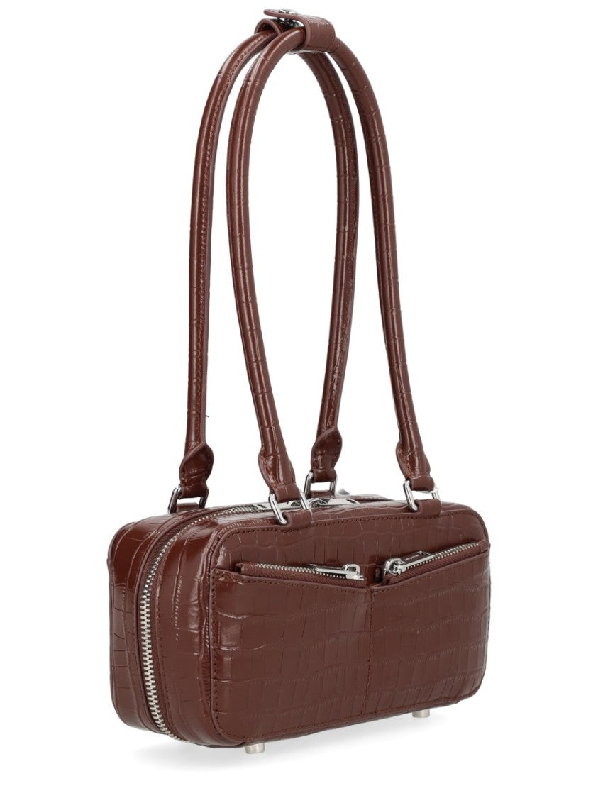 Self-Portrait Black Crocodile Embossed Cow Leather Tote Bag