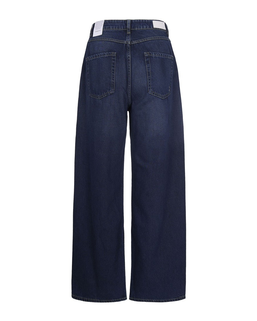 Icon Denim Wide-Leg Jeans In Dusty Blue Denim