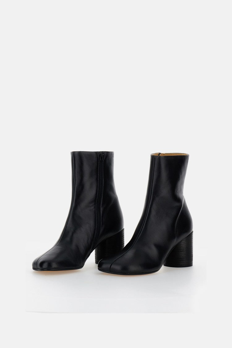 Mm6 By Maison Margiela Minimalist Nappa Leather Ankle Boot With Cylindrical Heel