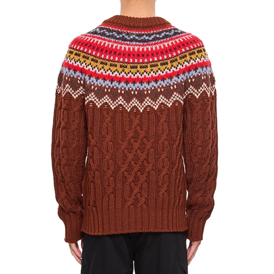 Moncler Grenoble Fair Isle Intarsia Cable-Knit Wool Jumper