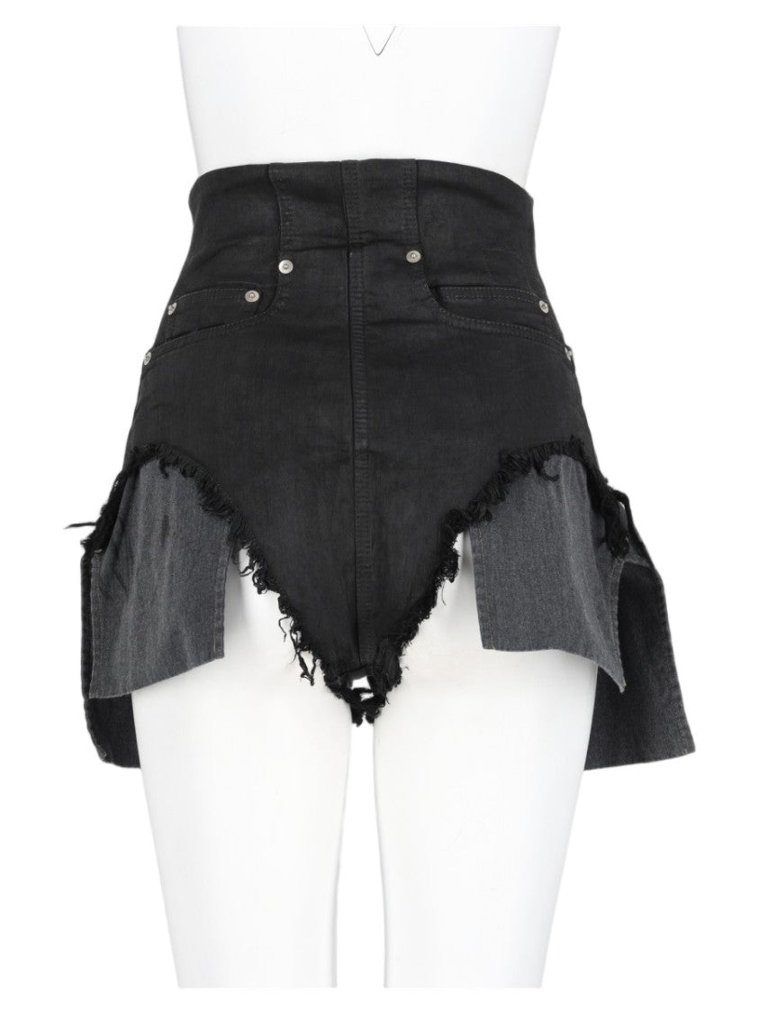 Drkshdw By Rick Owens Black High-Waisted Layered Cotton Shorts