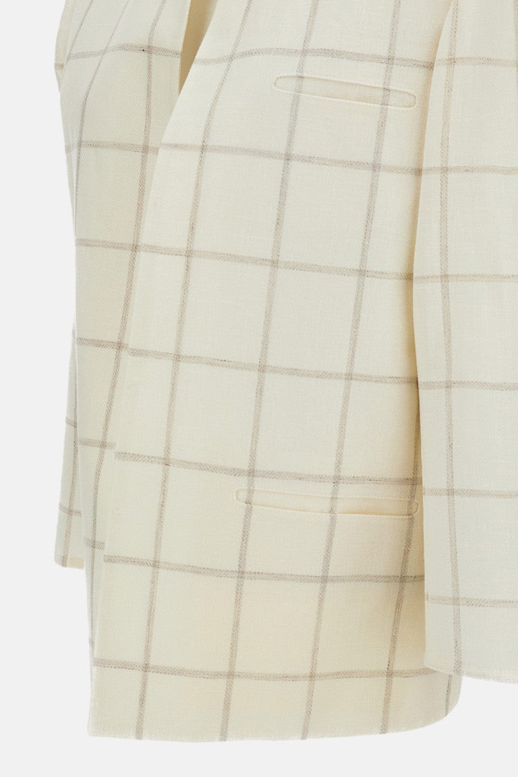 Dusan White Mandarin Checked Jacket