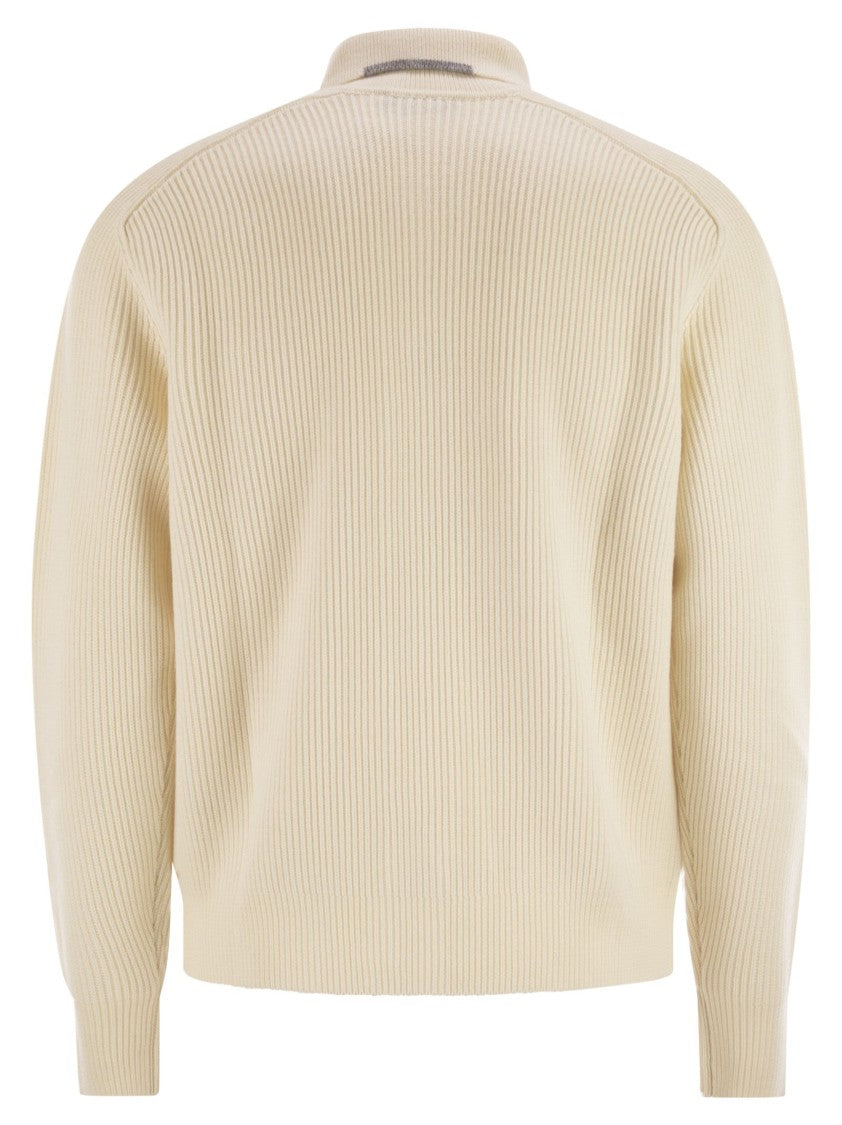 Peserico English Ribbed Wool Cardigan