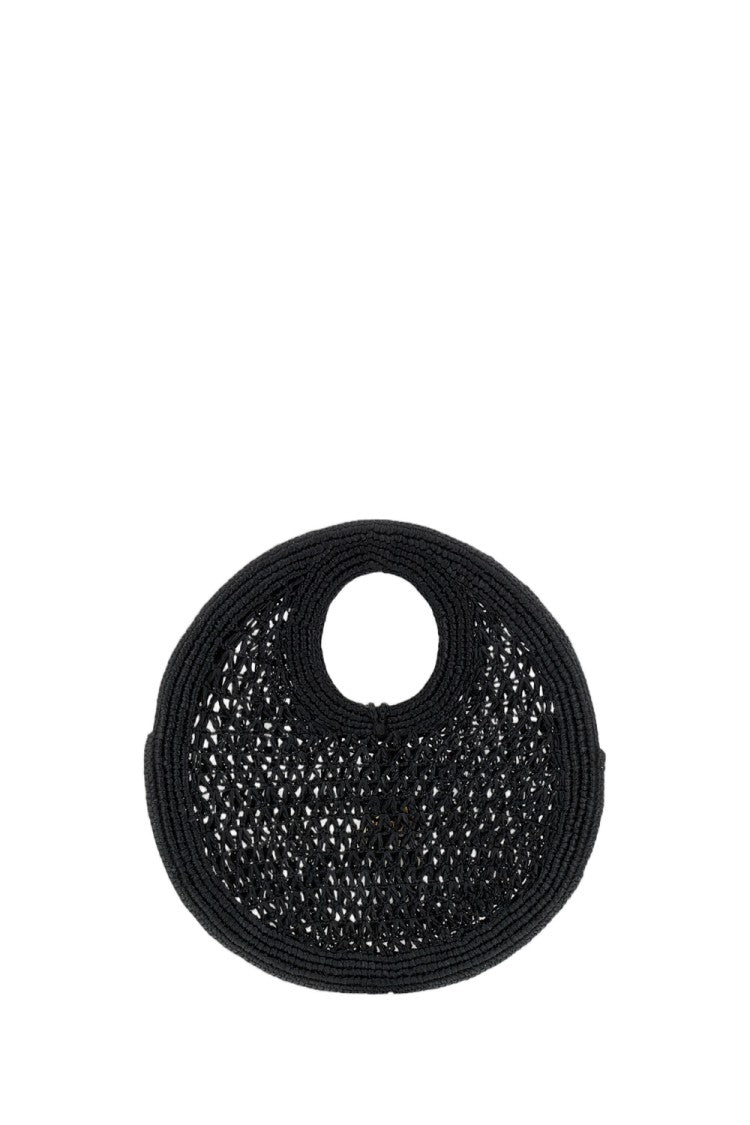 Jacquemus Black Le Petit Rond Spiaggia Raffia Bag