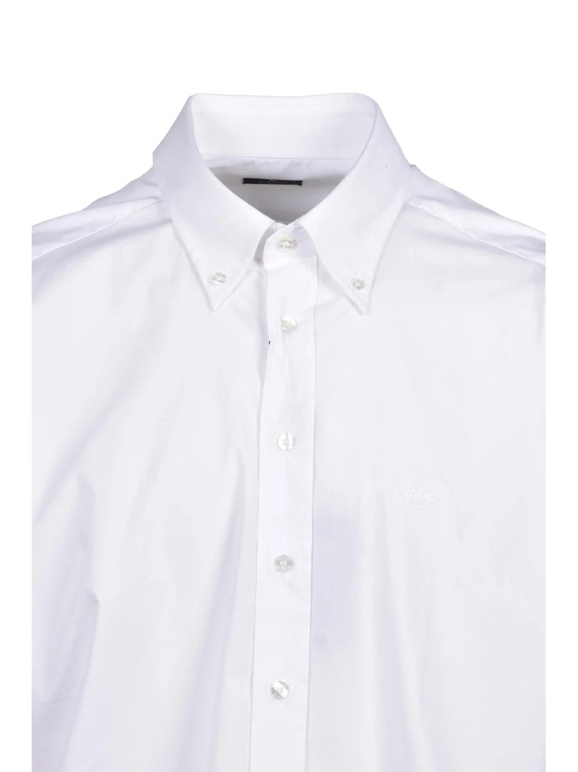 Etro White Stretch Cotton Slim-Fit Shirt