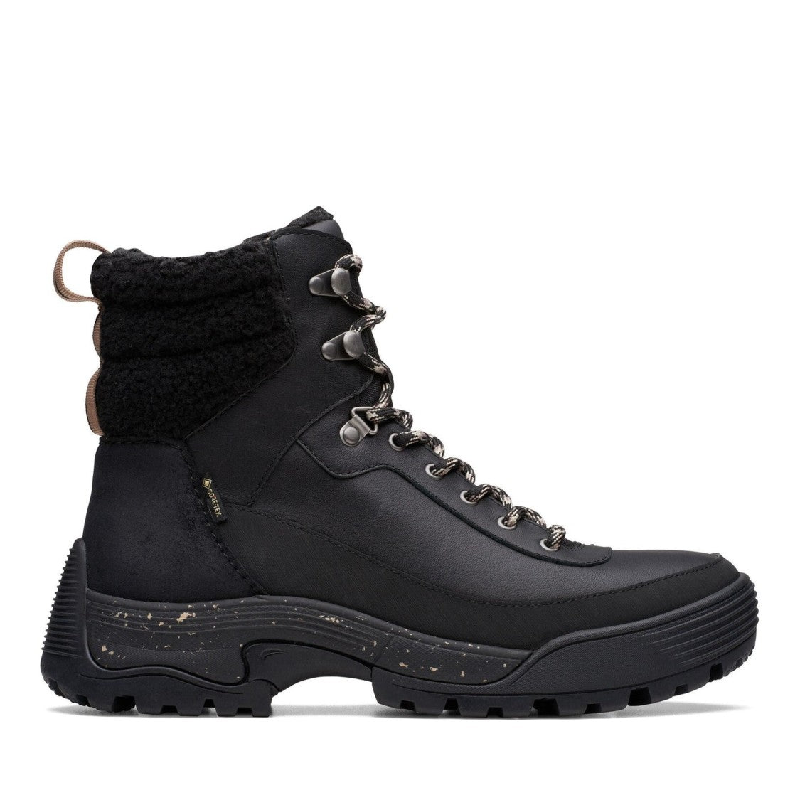 Clarks Black Atlhiketop Gtx Padded Collar Rugged Sole Leather Ankle Boots