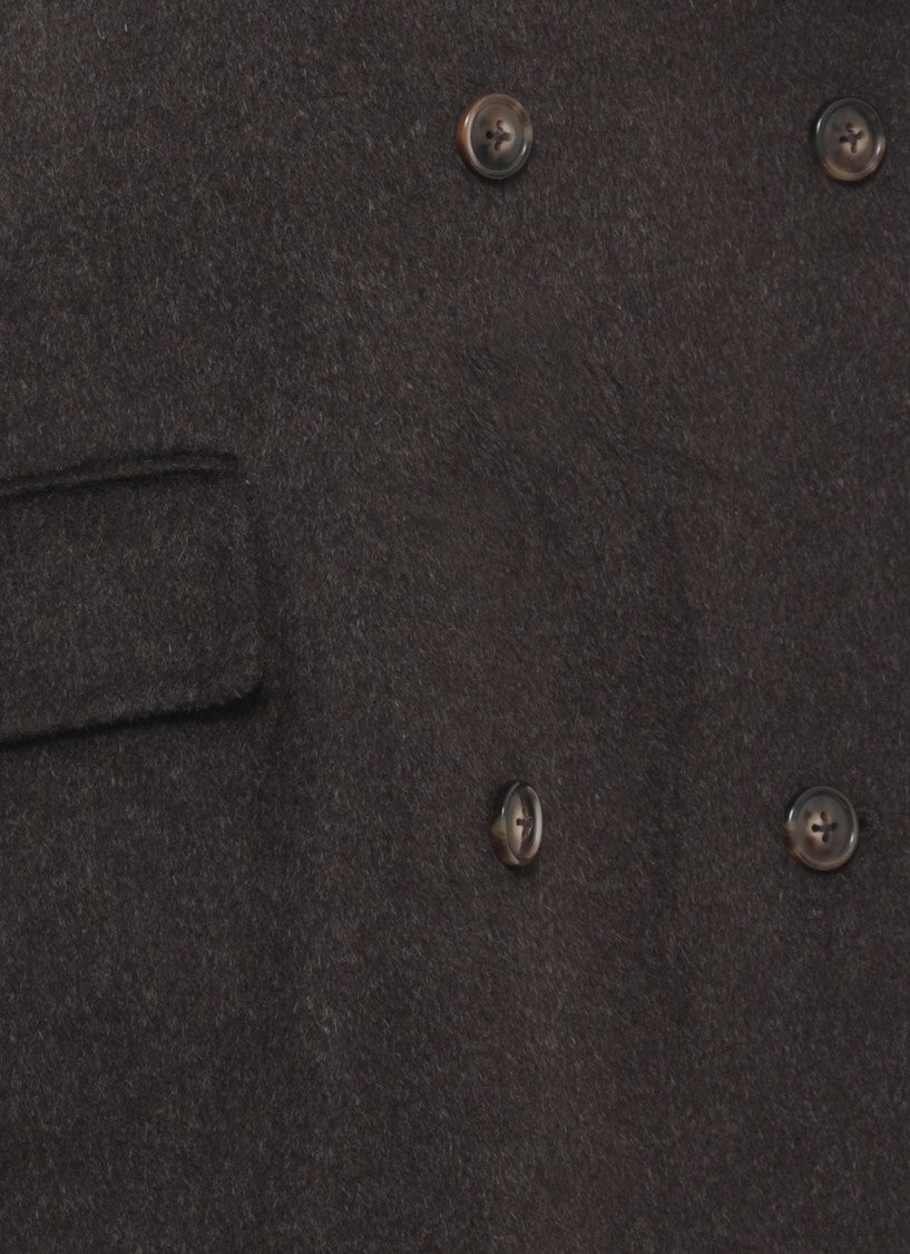 Loulou De Saison Brown Wide Lapels Double-Breasted Wool-Cashmere Jacket