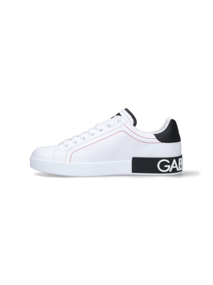 Dolce & Gabbana White Portofino Calf Leather Sneakers