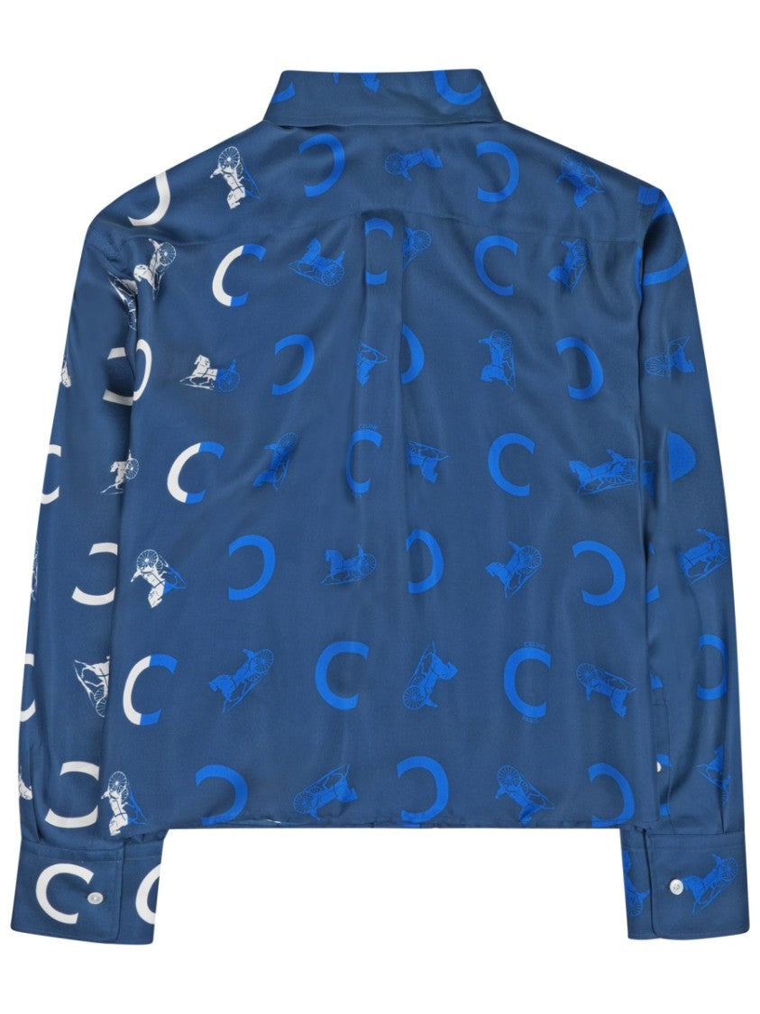 Celine Cropped Twill Silk Equestrian Shirt