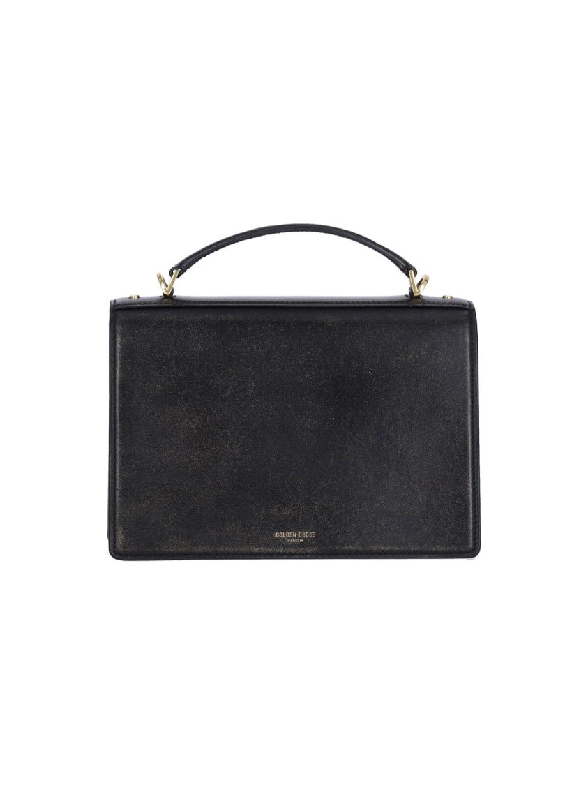 Golden Goose Structured Black Leather Handbag With Adjustable Strap