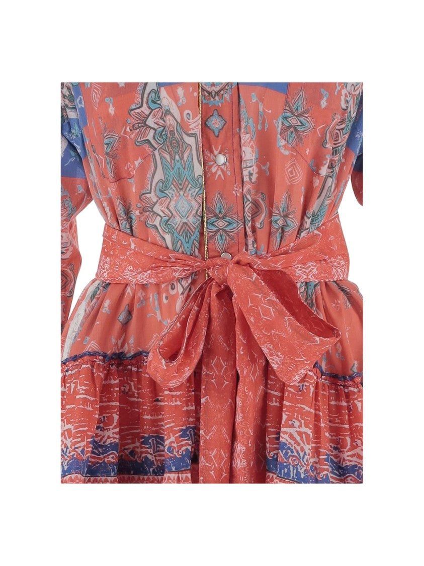 Pep's Cannes Cotton Mini Dress With Geometric Print And Ruffled Skirt