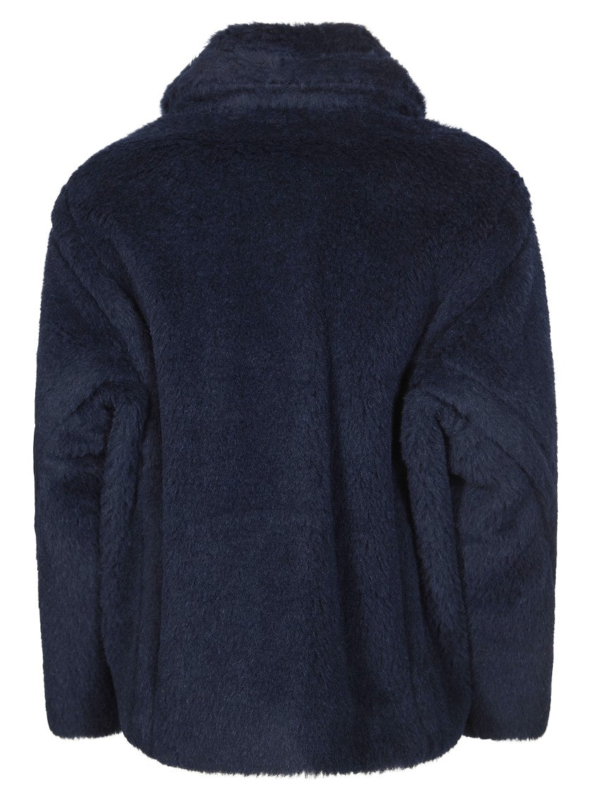 Max Mara Navy Fuggito Teddy Bomber Jacket