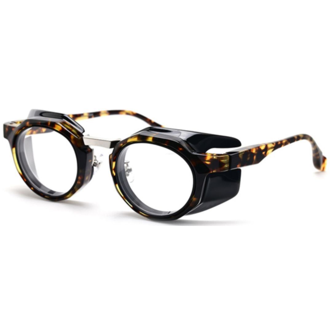 Factory900 Rf-056 Bold Round Frame Tortoiseshell Sunglasses With Black Side Shields