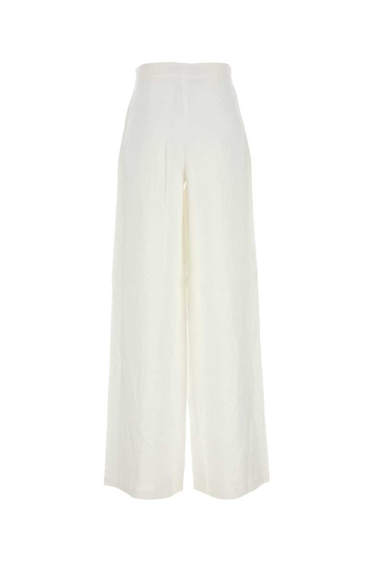 Mm Studio White Linen Garibo Wide-Leg Pant