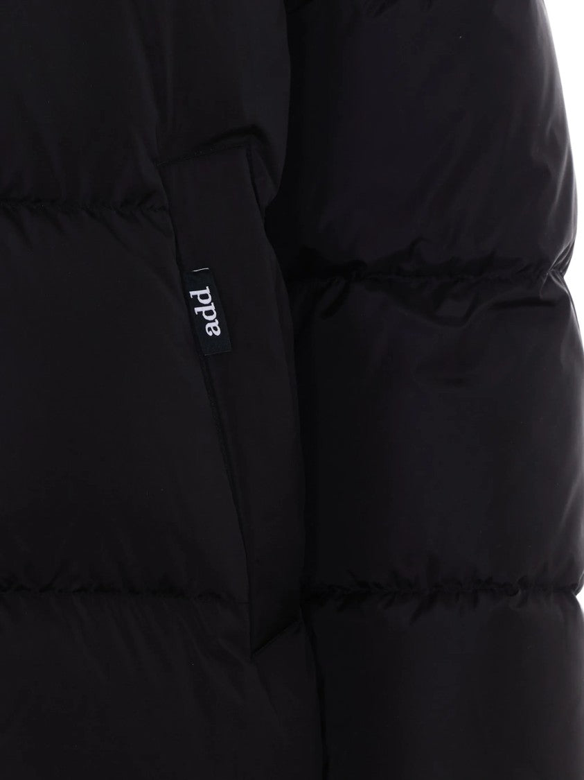 Add Hooded Black Down Jacket With Quilted Padded Profile
